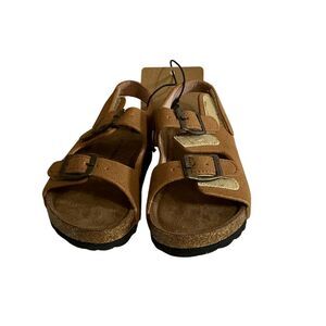 Lucky Brand Kids Sandals 9M Brown Suede Soft Cork Footbed Buckle Straps